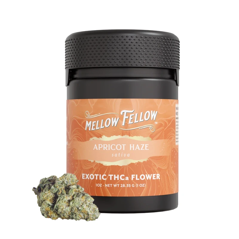 Mellow Fellow THCa exotic flower jar Apricot Haze